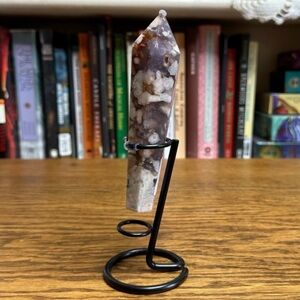 Flower Agate Wand with Stand